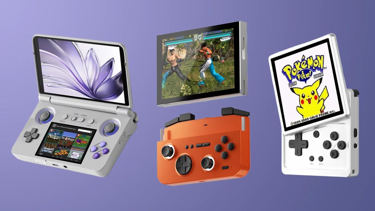 Anbernic RG Rotate handheld with swiveling screen